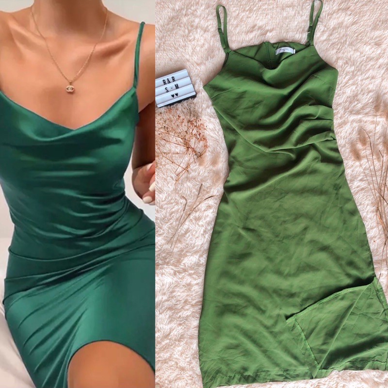 Emerald green sexy dress.