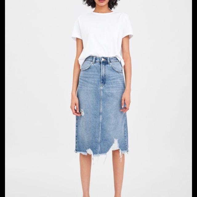 Denim midi skirt zara best sale