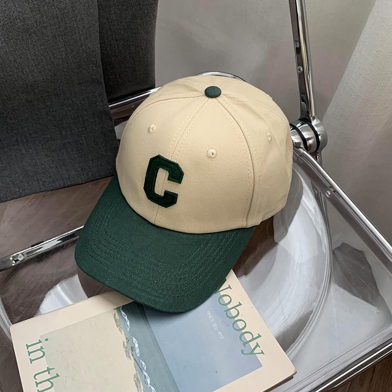 Korean baseball cap small label color matching LA, same style for