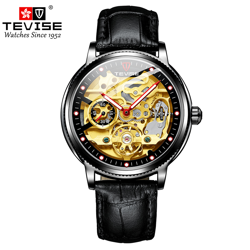 Leather Strap Tevise Skeleton 【Original】TEVISE Automatic Watch