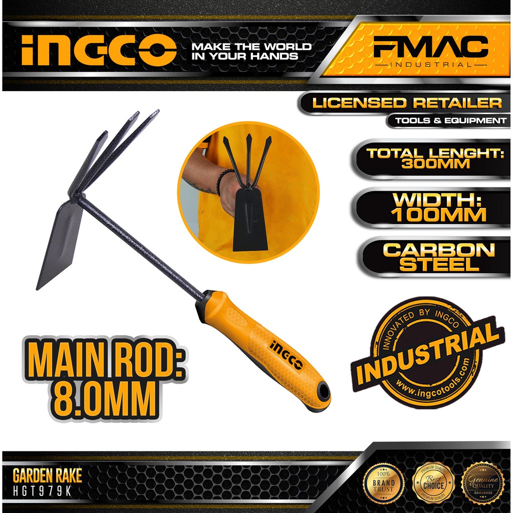 INGCO Garden Rake 300mm HGT979K FMAC⭐⭐⭐⭐⭐ | Shopee Philippines