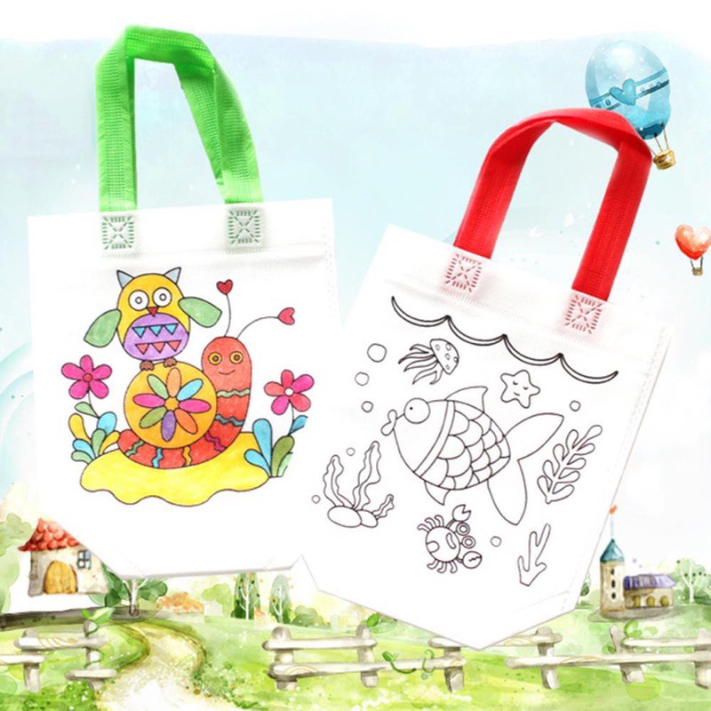 Diy Loot Bag Drawing Painting Graffiti Handbag Ecobag Shopee Philippines