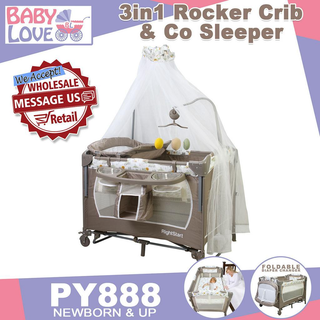 BBA Danilove Baby Crib Convertible to Rocker Playpen with Co Sleeper Mosquito Net and Diaper Chang Shopee Philippines