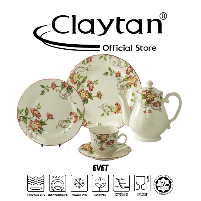 Claytan Evet Loose Item Lead Safe Ceramic Tableware Microwave Safe