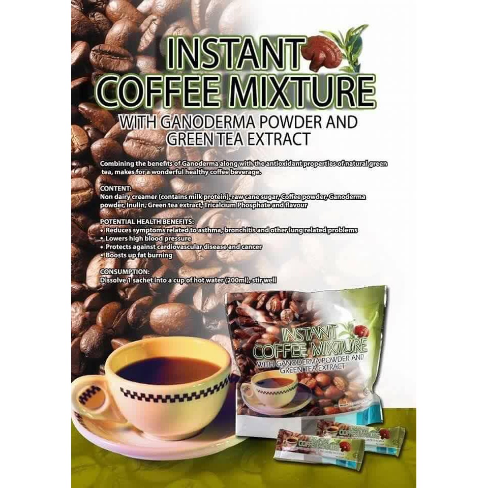 Instant Coffee Mixture with Ganoderma and Green Tea Extract Shopee