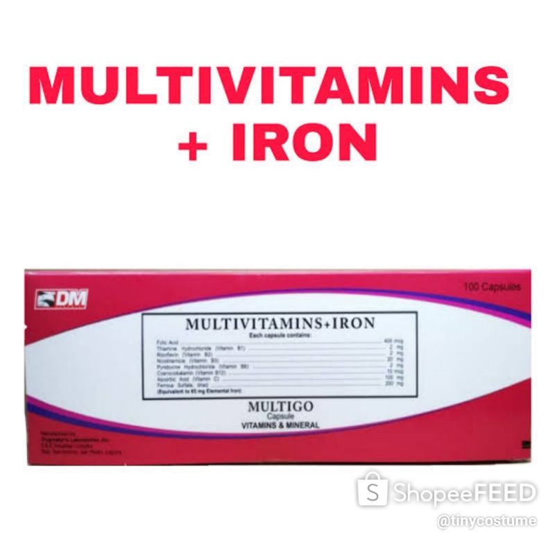 Multigo multivitamins plus iron 100 capsule 1box Shopee Philippines
