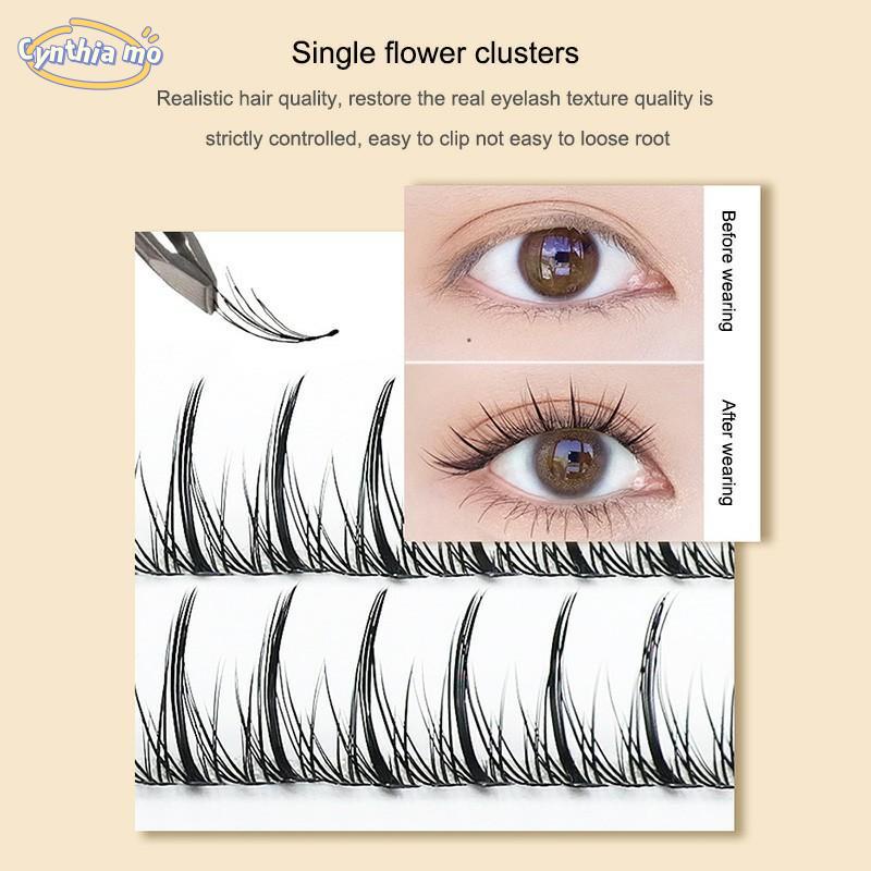 Fishtail Eyelashes Natural Realistic Single Cluster Segmented Grafting ...