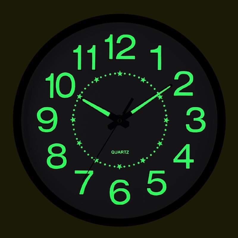 WJHOME 12 inch/29.8cm glow in the dark silent clock Luminous Wall Clock ...