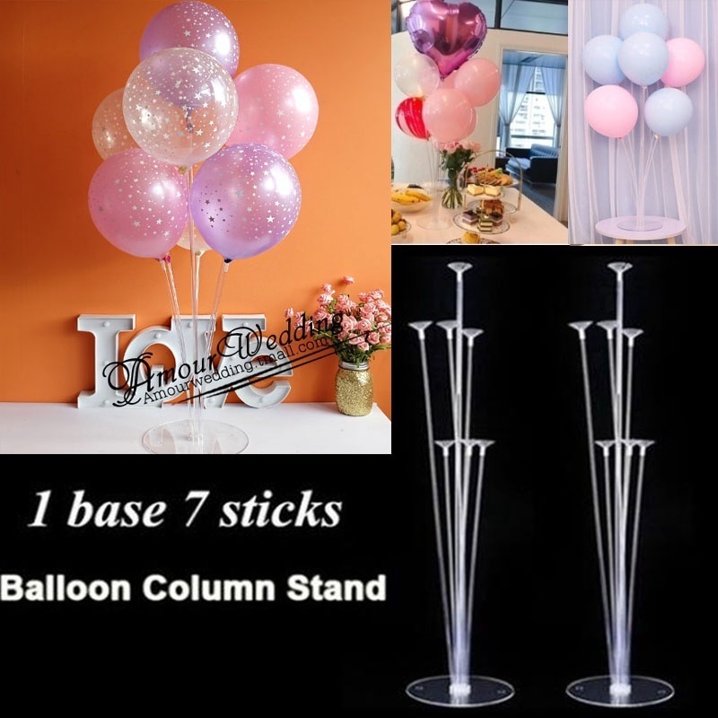 Clear Plastic Balloon Stand Balloon Stick Table Floating Pillar