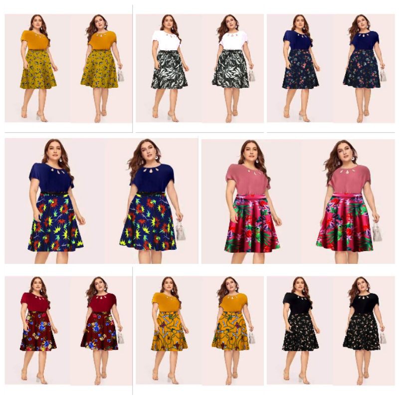 PLUS SIZE TERNO BLOUSE SKIRT TRENDING FITS UP TO 2XL Shopee Philippines