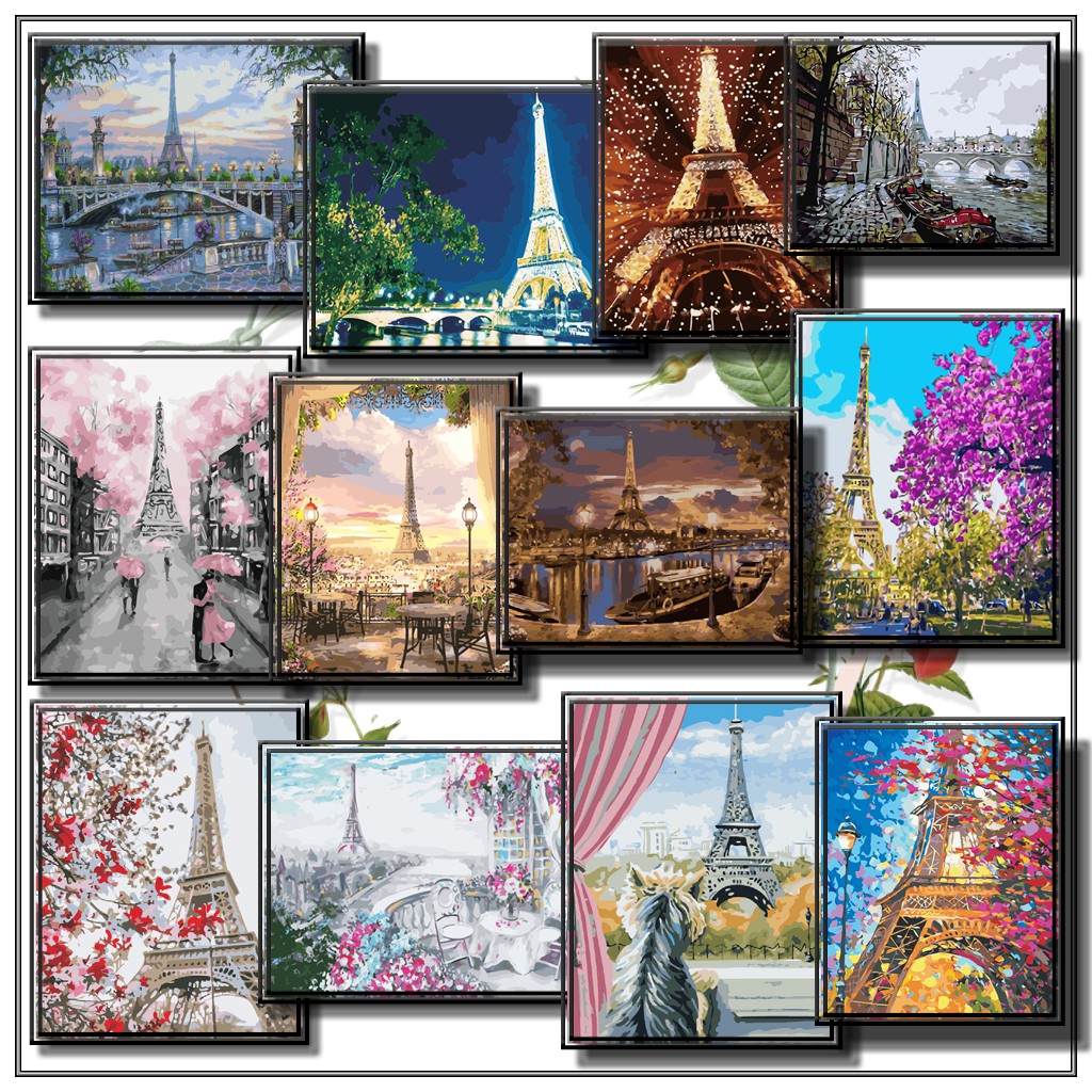 40*50 cm DIY Digital Oil Painting Paint By Numbers on Canvas Eiffel ...