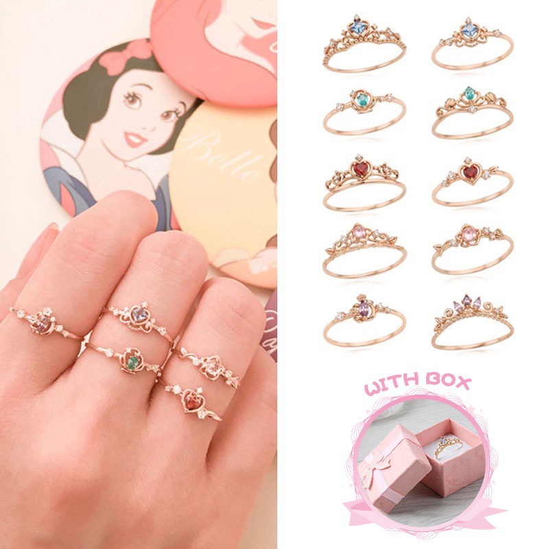 READY STOCK Koocing DISNEY PRINCESS Ring Rapunzel Cinderella Snow White Belle Sleeping Beauty Ariel Lloyd Shopee Philippines