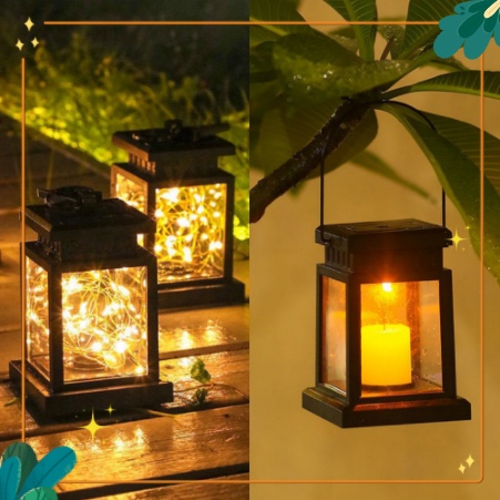 LED Solar Candle Light Solar String Star Light Hanging Lantern Outdoor ...