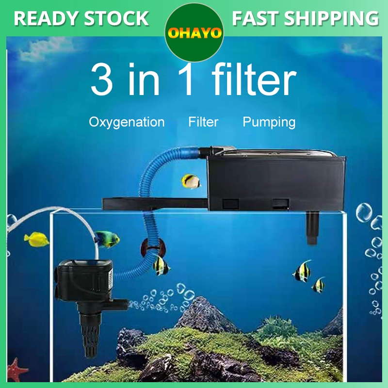 3 in 1 Aquarium Fish Tank Top Filter Power Head Pump Air Oxygen Aerator ...