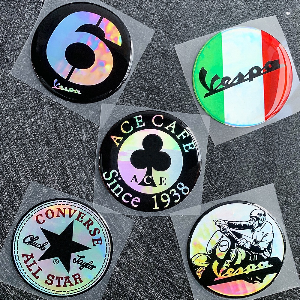 For Piaggio Vespa Logo Decal Laser Reflectivd Soft Glue Front Badge ...