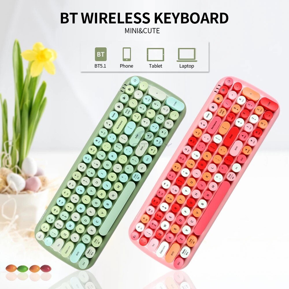 candy BT Wireless Bluetooth Keyboard Cute Portable Gaming Keyboard for