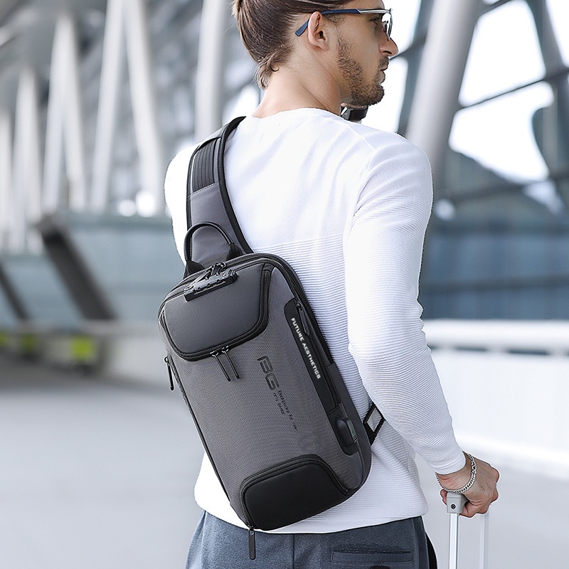 Bange Men Crossbody Bag Anti-theft Shoulder Bags USB Charging Chest Bag ...