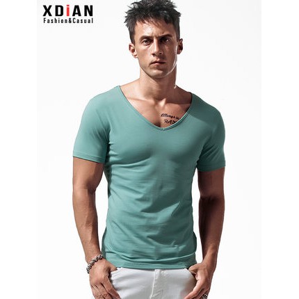 Men's plunging neckline T-shirt