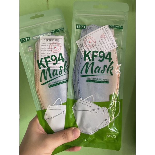 LVTA KF94 Light Blue/Nude Combination Face Mask High Quality Thick and