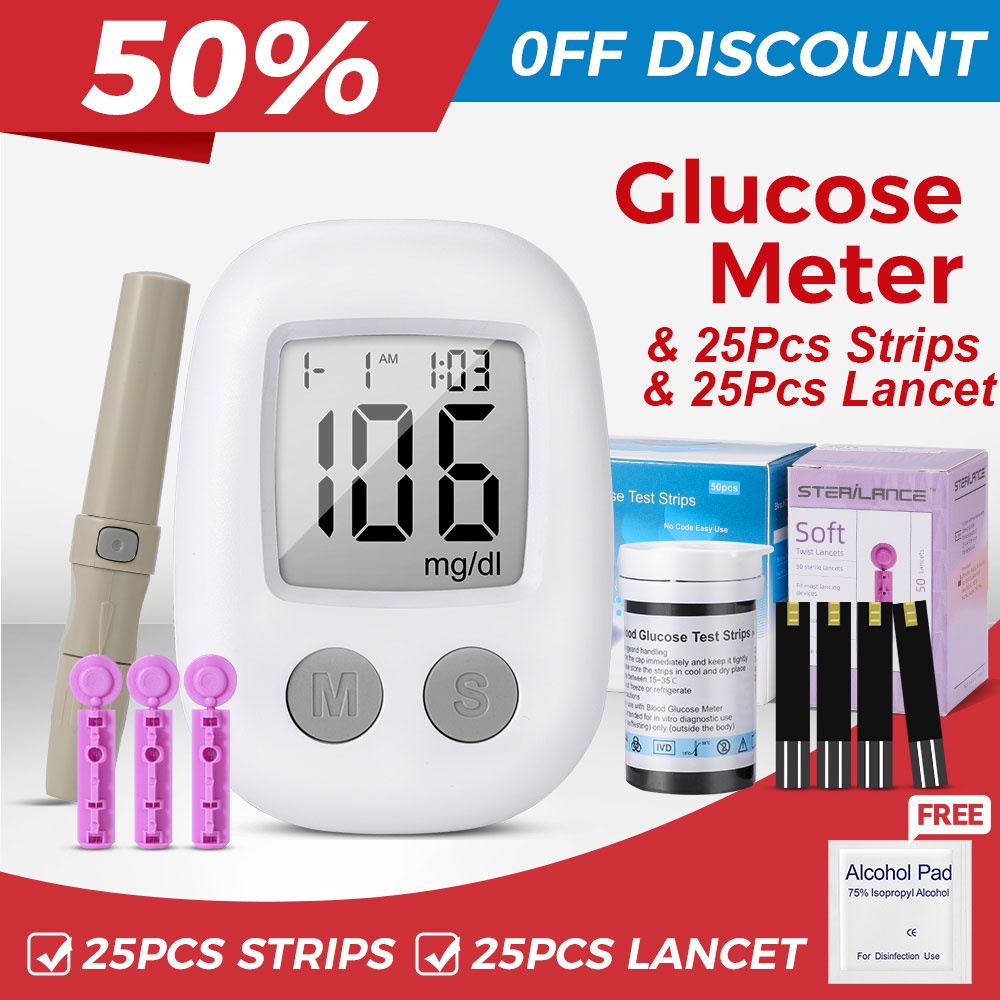 Youwemed Blood Glucose Monitoring Set With Glucometer with 25