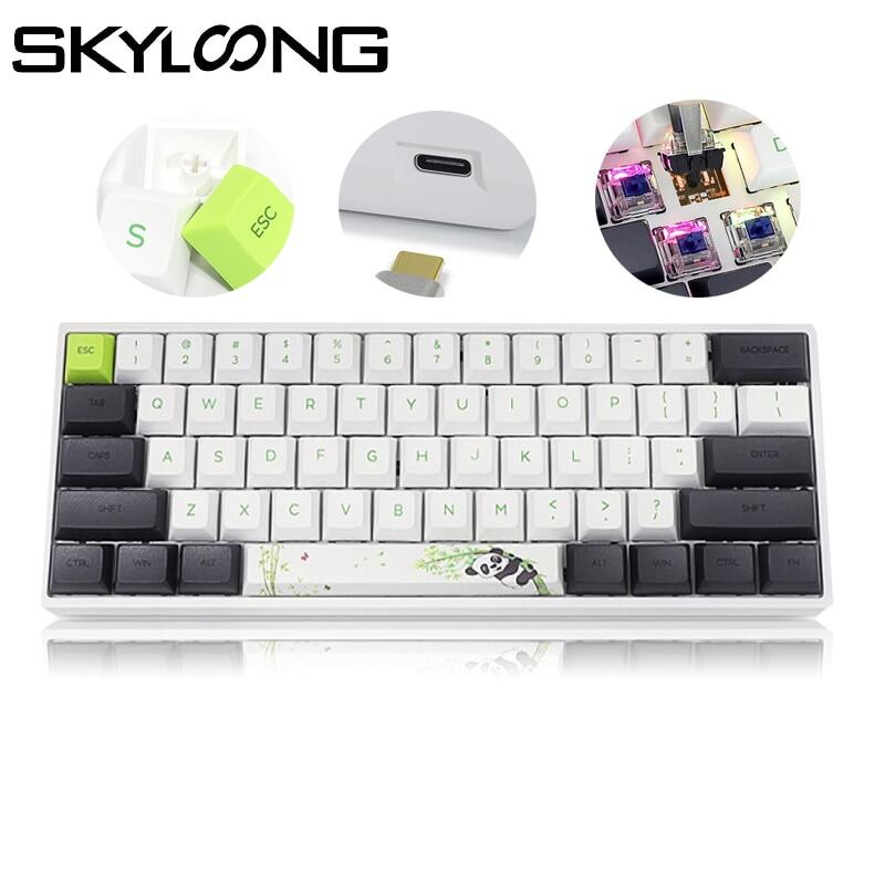 Skyloong SK61S Panda 60% Mini Hot Swap Mechanical Keyboard RGB PBT ...