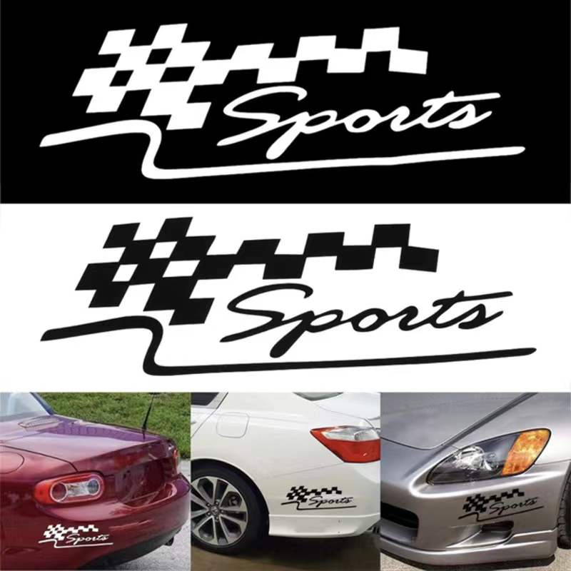 SPORT Letter Checkered Racing Flag Removable Car Sticker Auto