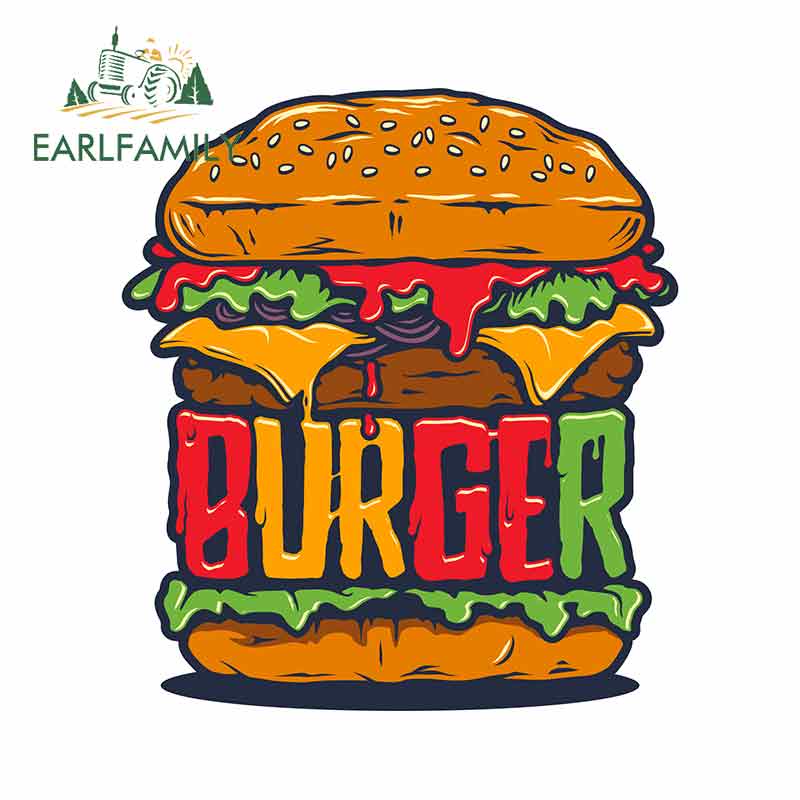 EARLFAMILY 13cm x 11.6cm For Burger Bumper Car Stickers Waterproof