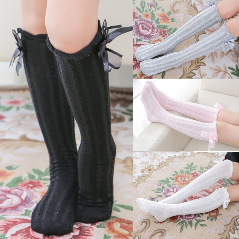 Baby Girls Twist Bow Mid-calf Socks Toddler Knee-high Socks Infant Tube ...