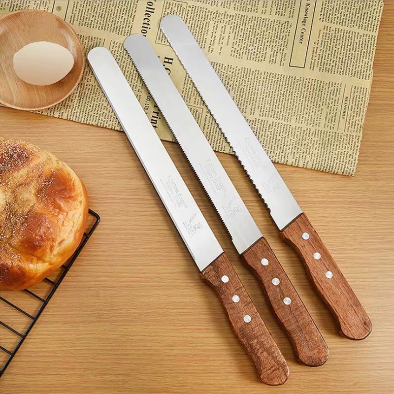 Serrated Bread Cake Knife Stainless Steel Wooden Handle Shopee
