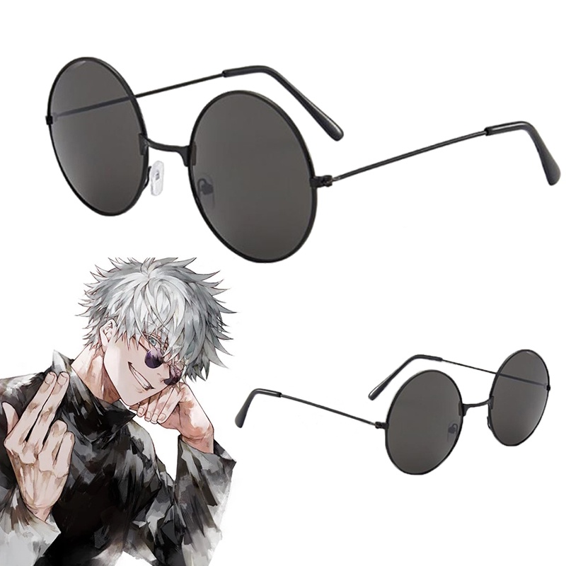 Jujutsu Kaisen Gojo Satoru Cosplay Glasses Black Round Sun Glasses with ...