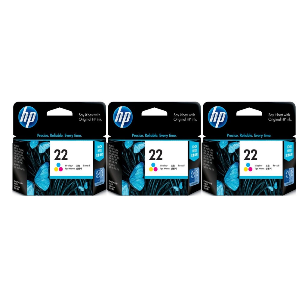 HP 22 C9352AA Original Ink Cartridge (Tri-Color) Set of 3 | Shopee ...