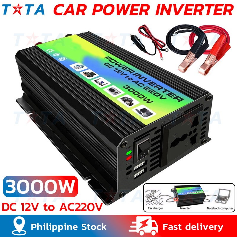 3000W DC 12V To AC 220V Portable Car Power Inverter Charger Converter Adapter Universal Socket
