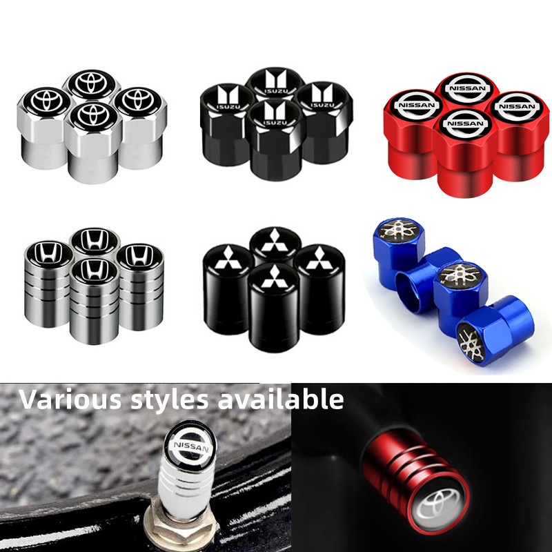 Car Logo Tire Valve Caps (4 Pieces) Zinc Alloy Caps Universal Type For