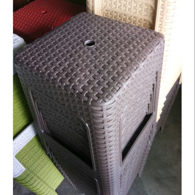 Plastic rattan deals stool