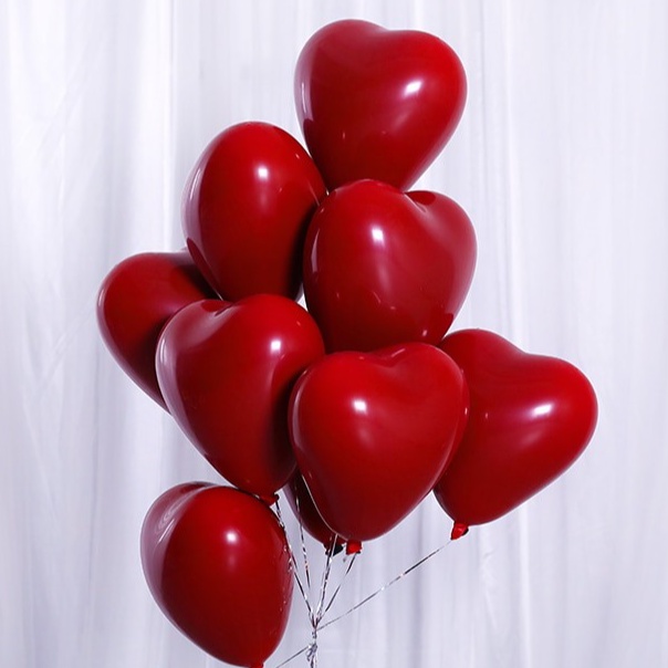 20pcs Double Ruby Red Latex Balloons Love Heart For Valentine's Day 