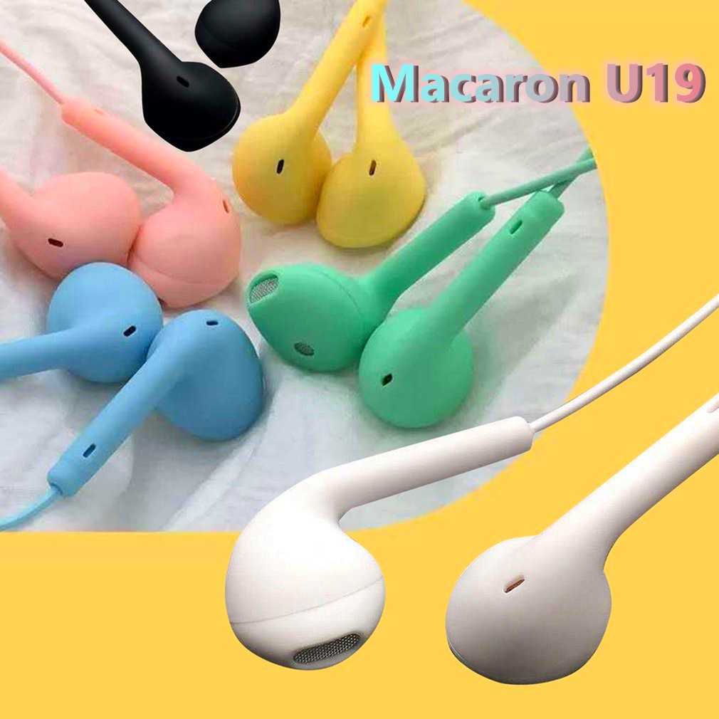 U19 Macaron Color Earphone Universal Headset Bass Wired Earbuds