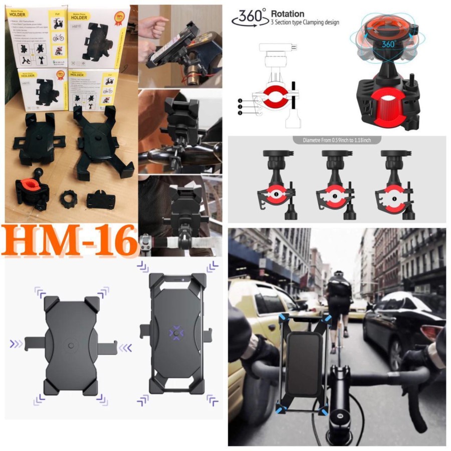Hm-16 HOLDER HP Motorcycle UNIVERSAL Rearview Mirror Handlebar Mobile ...