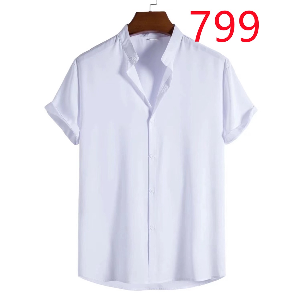 BYGEN Chinese Collar Polo Full Button Men Short Sleeve | Shopee Philippines