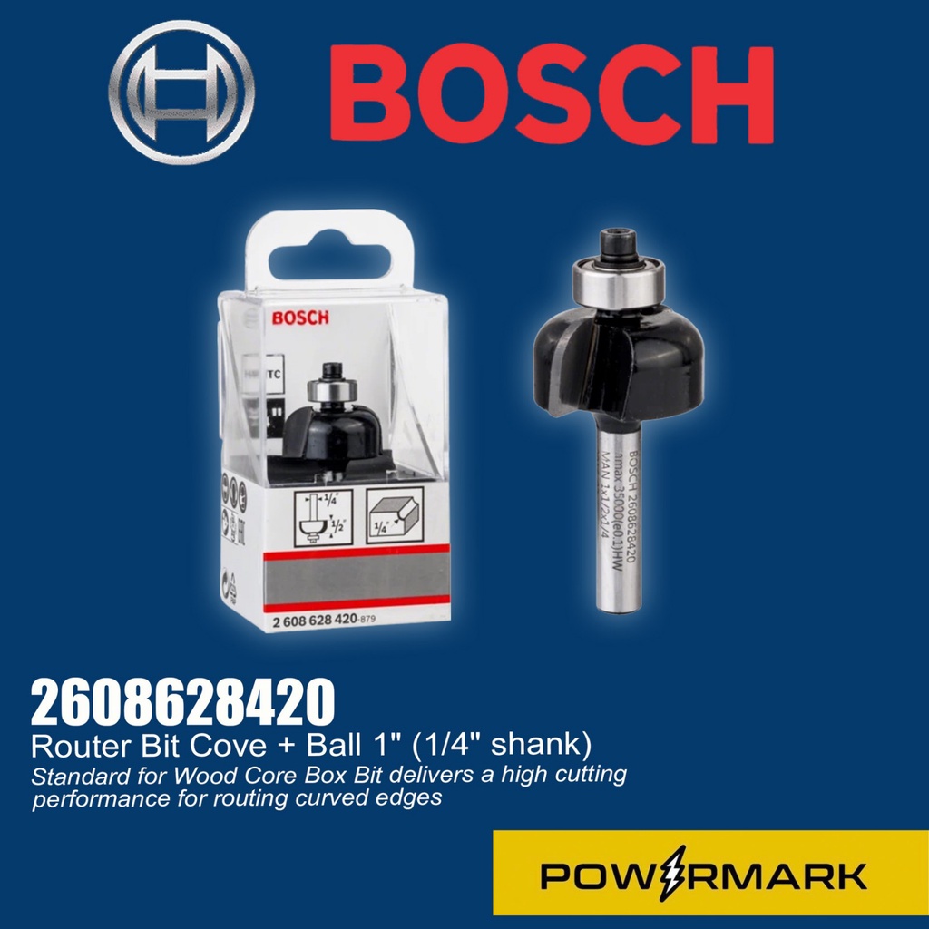 BOSCH 2608628420 Router Bit Cove + Ball 1