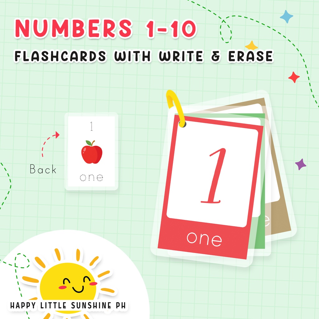 Backtoback Number 110 mini flashcards Laminated with ring binder