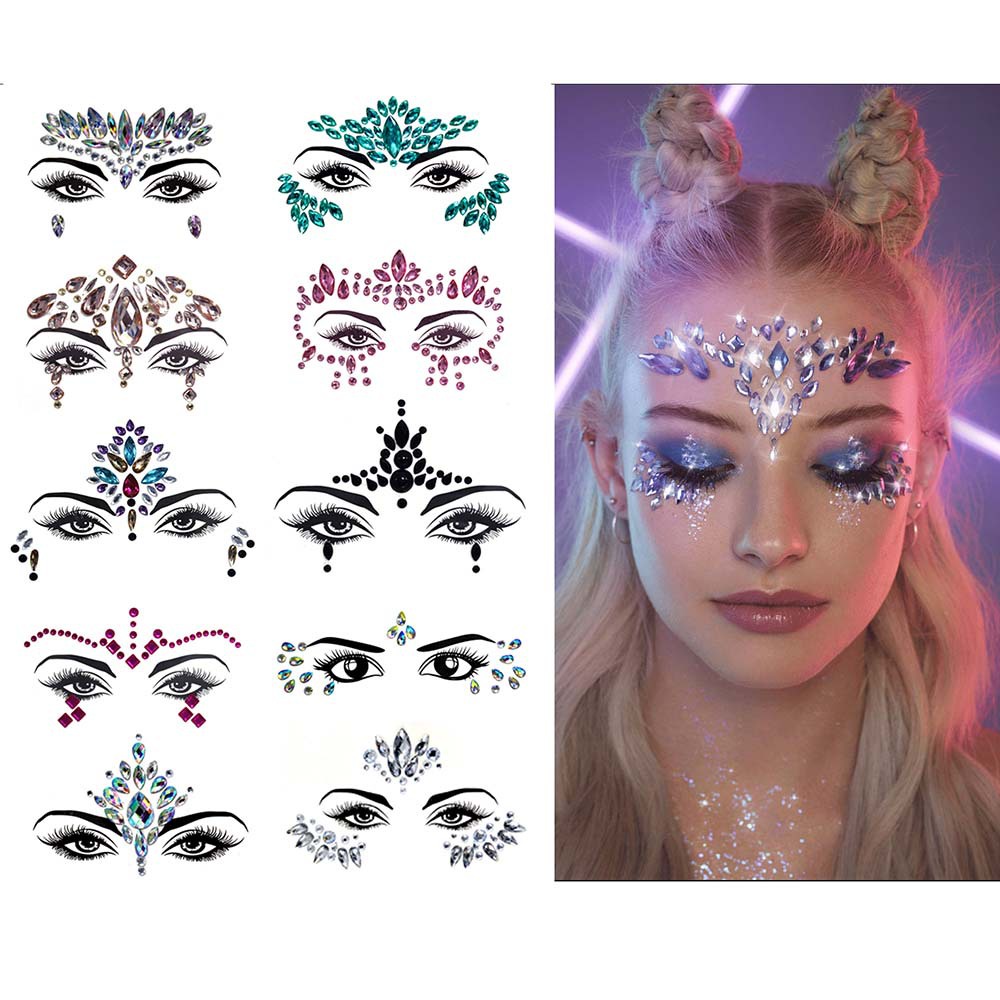 Beauty Makeup Acrylic Face Sticking Drilling Crystal Sticker Face Eyes