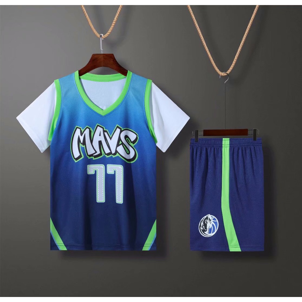 Kids Basketball Jerseys Sets-Luka Dončić #77 Dallas Mavericks