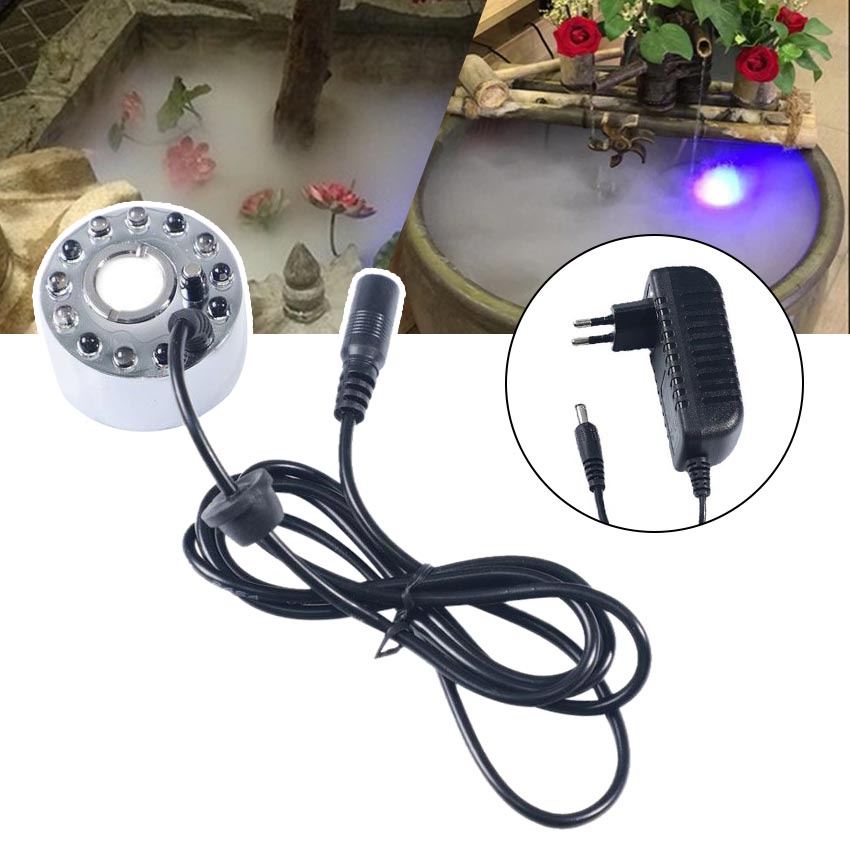 12LED Colorful Mist Maker for Water Fountain Pond Aquarium Fogging ...