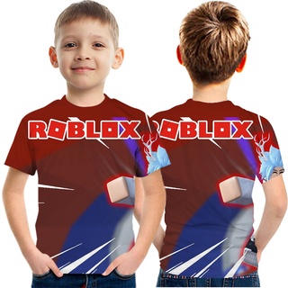 5-9 Years Boy Roblox 3d Printed Summer T-shirt Top