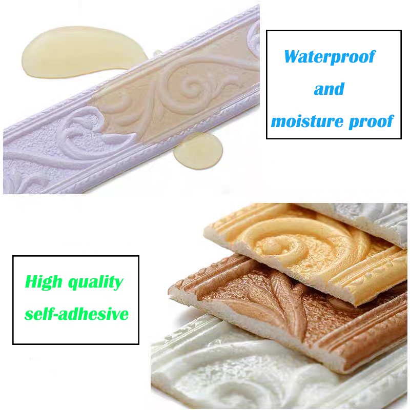 2.3m 3D Wallpaper Border Wall Sticker Wall Trim Line Waterproof PE Foam ...