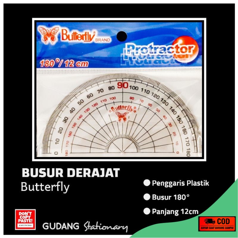 Wash Warehouse Protractor Ruler Degree BUTTERFLY Child School Solvent ...