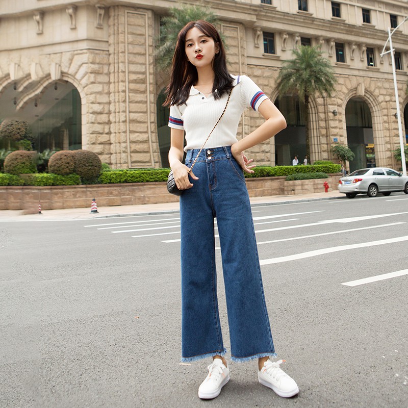 Wide Leg Pants Outfit Korean Korean Fashion Women Pants High