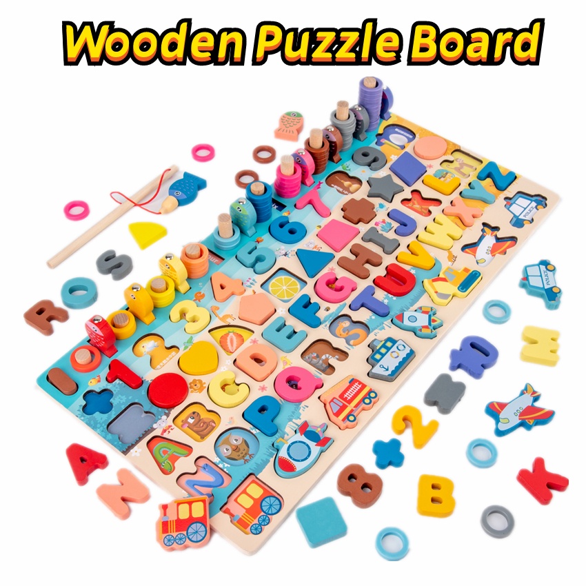 Montessori Educational Toys Wooden Puzzles Board Early Learning Toys 3D ...