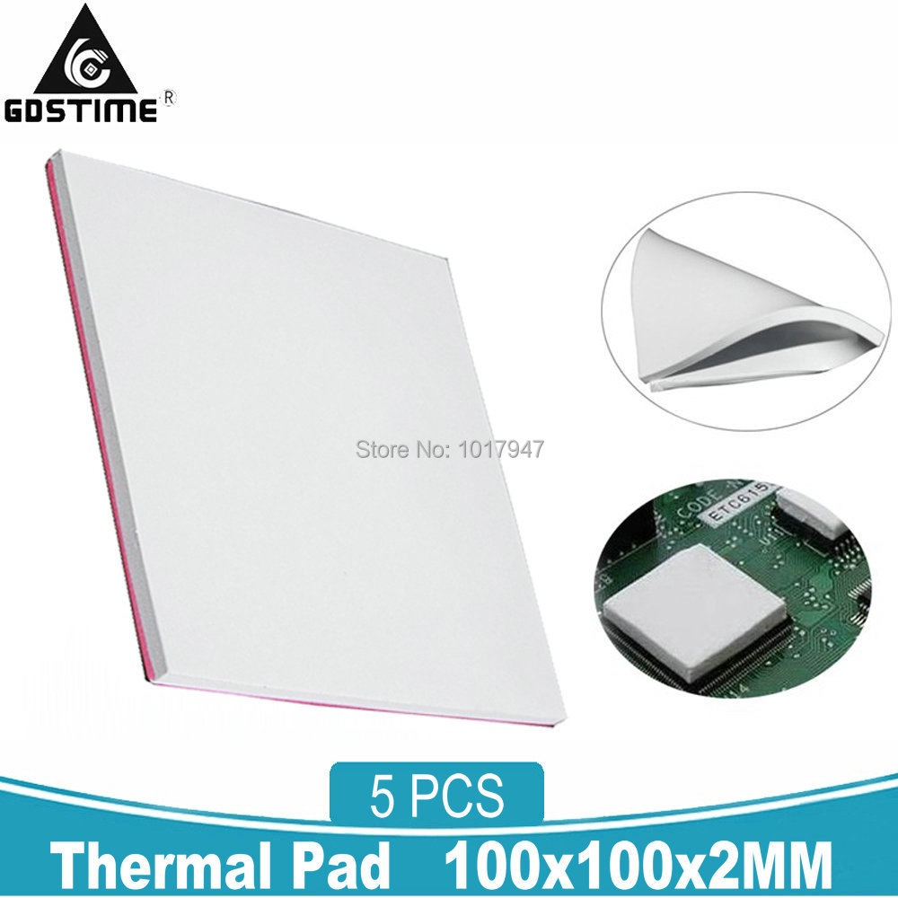 5PCS Gdstime 100x100x2mm Thermal Pad GPU CPU Heatsink Cooling ...