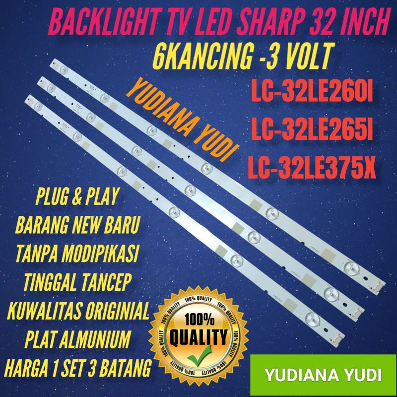 SHARP 32 INCH LED TV BACKLIGHT 6 BUTTONS - 3 VOLT LC32LE260I LC32LE265I ...